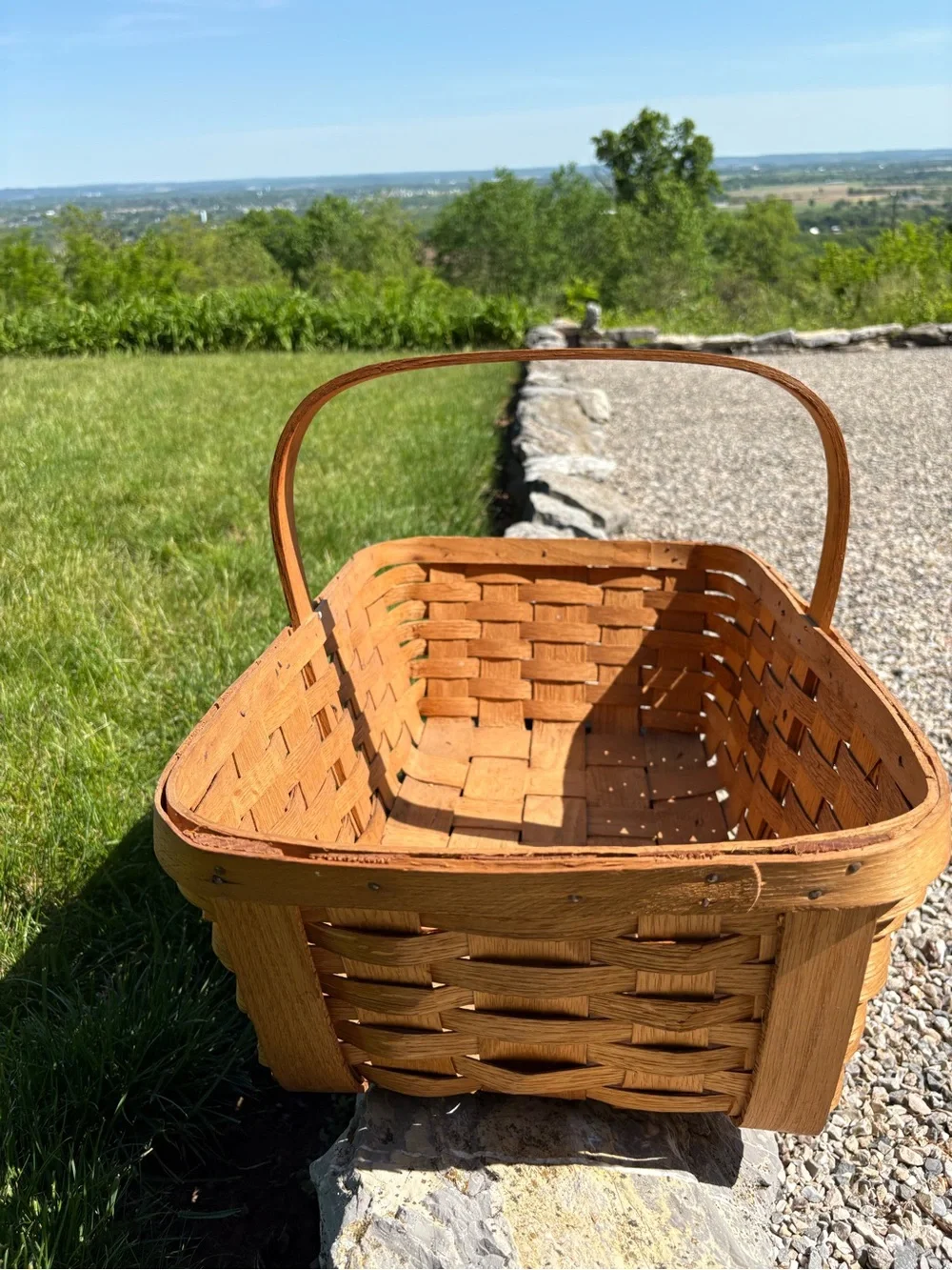 Classic Vintage Woven Wood Basket in Natural Brown